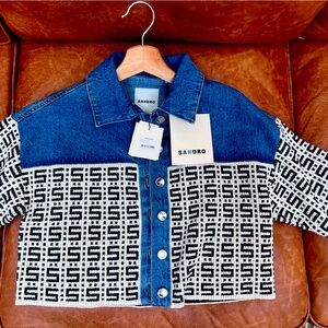 Sandro Cropped Denim Coatigan, Size 0